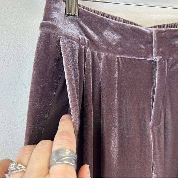 a new day 6 Velvet Wide Leg Pants in Dusty Purple Mauve/Brown Pockets Elastic - Picture 10 of 16